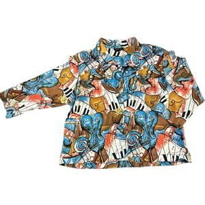 Vintage 90s Kaktus Music Piano Keys Abstract Jacket 1X